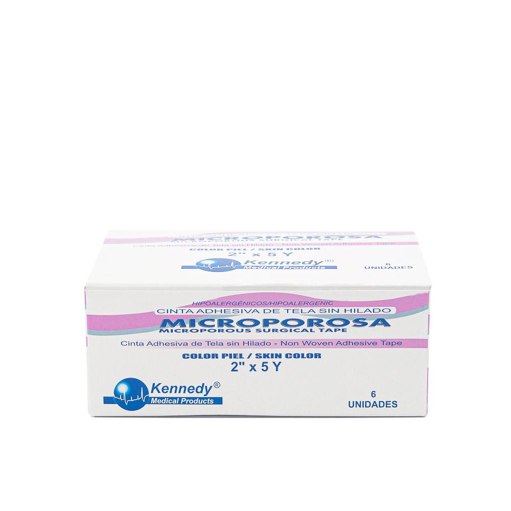 Cinta microporosa piel 2" X 5 Y en empaque individual - caja x 6 und